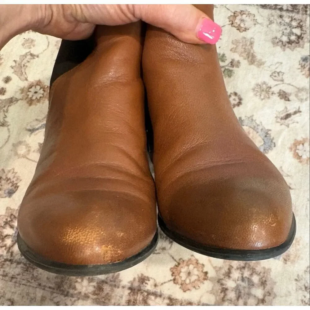 Steve Madden Womens Boots Rozamare Ankle Booties Leather Zip Block Brown Size 8 - Picture 6 of 9